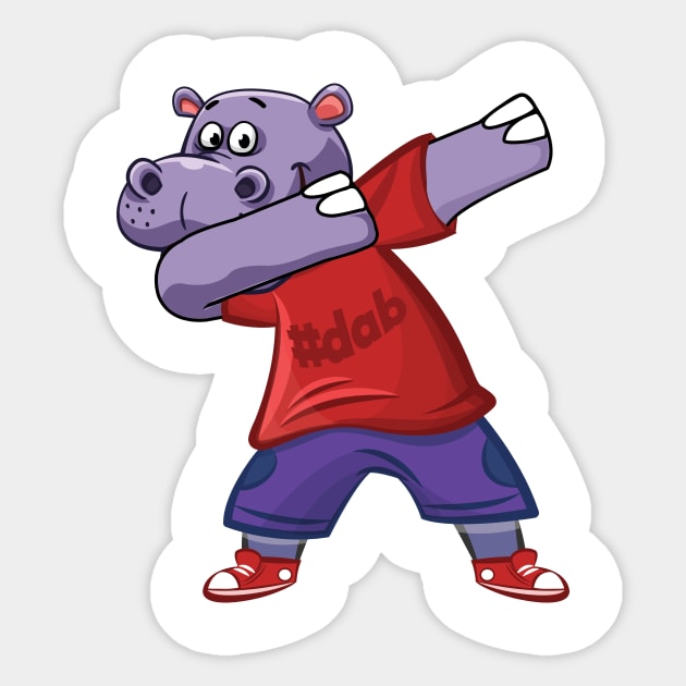 'Dabbing Dancing Hippo' Funny Dabbing Animal Gift Sticker by ourwackyhome